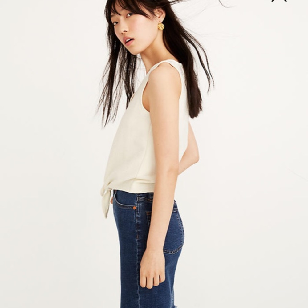Texture & Thread Button-Front Tie Tank Top - Picture 2 of 3